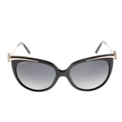 Pre Owned Bvlgari Black Crystal Flower Cat Eye Woman Sunglasses