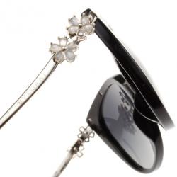 Pre Owned Bvlgari Black Crystal Flower Cat Eye Woman Sunglasses