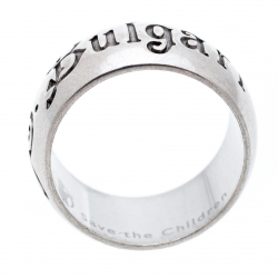 Pre Owned Bvlgari Save The Children Silver Band Ring Size EU 55
