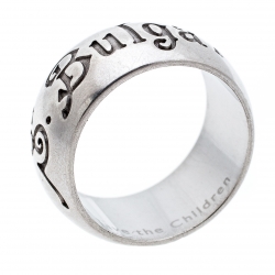 Pre Owned Bvlgari Save The Children Silver Band Ring Size EU 55
