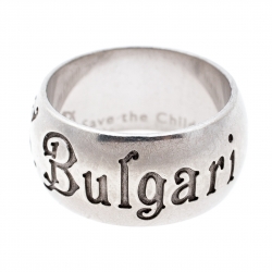 Pre Owned Bvlgari Save The Children Silver Band Ring Size EU 55