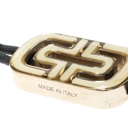 Bvlgari Parentesi Bi-color Enamel Gold Tone Black Cord Adjustable Bracelet