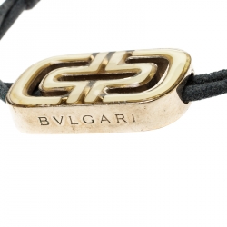 Bvlgari Parentesi Bi-color Enamel Gold Tone Black Cord Adjustable Bracelet