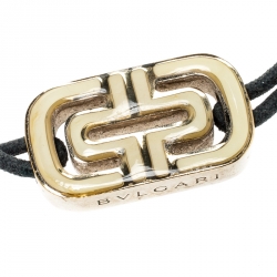 Bvlgari Parentesi Bi-color Enamel Gold Tone Black Cord Adjustable Bracelet