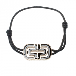 Bvlgari Parentesi Bi-color Enamel Gold Tone Black Cord Adjustable Bracelet