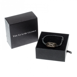 Bvlgari Parentesi Bi-color Enamel Gold Tone Black Cord Adjustable Bracelet