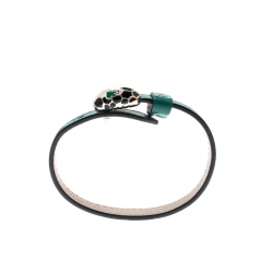 Bvlgari Serpenti Forever Green Enamel Gold Plated Leather Bracelet