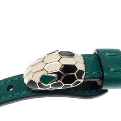 Bvlgari Serpenti Forever Green Enamel Gold Plated Leather Bracelet