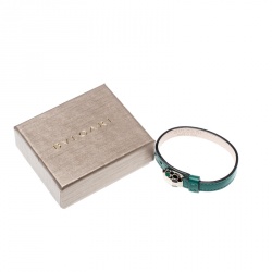 Bvlgari Serpenti Forever Green Enamel Gold Plated Leather Bracelet