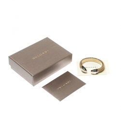 Pre Owned Bvlgari Serpenti Forever Enamel & Galuchat Leather Gold Plated Open Cuff Bracelet 15cm