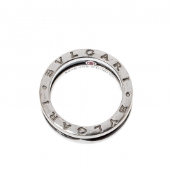 Bvlgari Save the Children 1-Band Black Ceramic Silver Ring Size 54