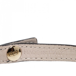 Bvlgari Two Tone Interlocking Circles Black Leather Bracelet
