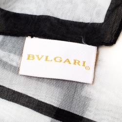 Pre Owned Bvlgari Black and White Cotton and Silk Casa Fondata Print Scarf 