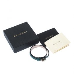 Bvlgari Serpenti Forever Green Enamel Double Coiled Leather Gold Plated Bracelet