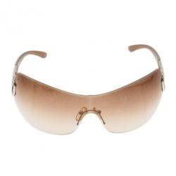 Pre Owned Bvlgari Brown 6023B Strass Edge Shield Sunglasses