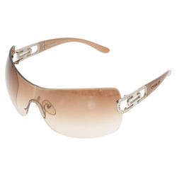 Pre Owned Bvlgari Brown 6023B Strass Edge Shield Sunglasses