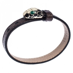 Bvlgari Serpenti Brown Karung Gold Plated Bracelet