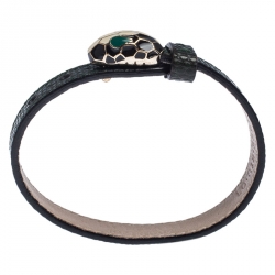 Bvlgari Serpenti Green Karung Leather Enamel Bracelet 