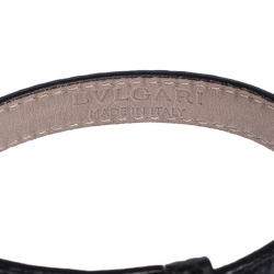 Pre Owned Bvlgari Serpenti Black Enamel Gold Plated Leather Bracelet
