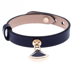 Pre Owned Bvlgari Diva's Dream Blue Enamel Gold Plated Blue Leather Bracelet