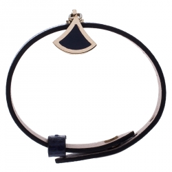 Pre Owned Bvlgari Diva's Dream Blue Enamel Gold Plated Blue Leather Bracelet