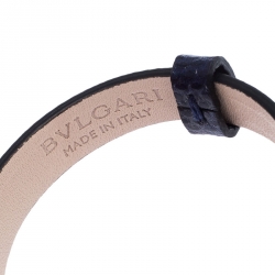 Pre Owned Bvlgari Diva's Dream Blue Enamel Gold Plated Blue Leather Bracelet