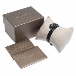 Pre Owned Bvlgari Green Multi Coiled Leather Serpenti Forever Cleopatra Bracelet