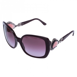 Pre Owned Bvlgari Dark Purple 8081-B Crystal Oversized Square Sunglasses