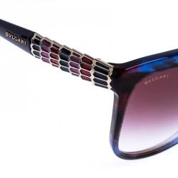 Pre Owned Bvlgari Purple/Blue Gradient 8155 Square Sunglasses