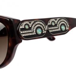 Pre Owned Bvlgari Tortoise Frame 8038B Limited Edition Woman Sunglasses