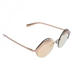 Pre Owned Bvlgari Matte Rose Gold/Grey Mirrored 6089 Serpenti Sunglasses