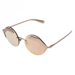 Pre Owned Bvlgari Matte Rose Gold/Grey Mirrored 6089 Serpenti Sunglasses