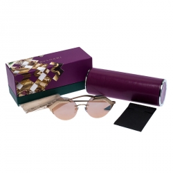 Pre Owned Bvlgari Matte Rose Gold/Grey Mirrored 6089 Serpenti Sunglasses
