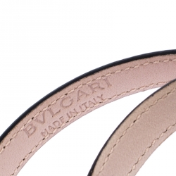 Bvlgari Serpenti Forever Enamel Pink Double Coiled Leather Gold Plated Bracelet