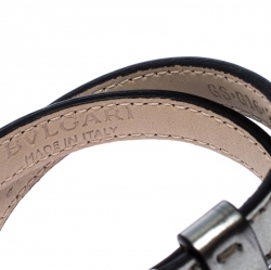 Pre Owned Bvlgari Serpenti Forever Enamel Silver Leather Gold Plated Double Coiled Bracelet