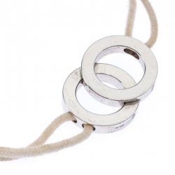 Pre Owned Bvlgari Bvlgari Interlocking Circles Silver Adjustable Cord Bracelet