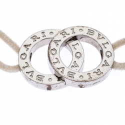Pre Owned Bvlgari Bvlgari Interlocking Circles Silver Adjustable Cord Bracelet