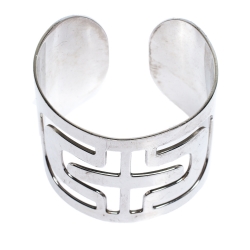 Pre Owned Bvlgari Parentesi Cutwork Sterling Silver Open Cuff Bracelet