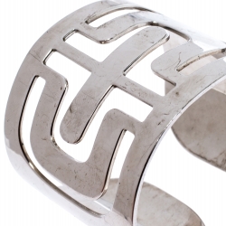 Pre Owned Bvlgari Parentesi Cutwork Sterling Silver Open Cuff Bracelet