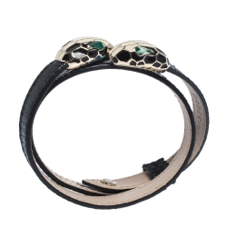 Bvlgari Serpenti Forever Black Exotic Skin Gold Tone Double Coiled Bracelet
