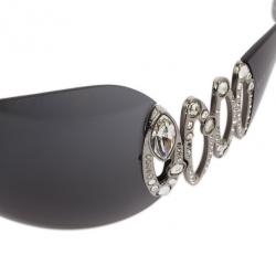 Pre Owned Bvlgari Black 6017B Strass Edge Shield Women Sunglasses