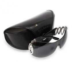 Pre Owned Bvlgari Black 6017B Strass Edge Shield Women Sunglasses