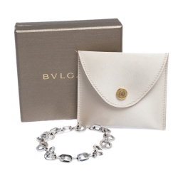 Pre Owned Bvlgari Logo Silver Link Bracelet