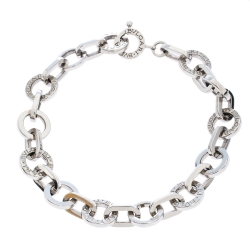Pre Owned Bvlgari Logo Silver Link Bracelet