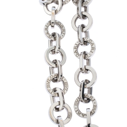 Pre Owned Bvlgari Logo Silver Link Bracelet