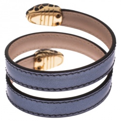 Pre Owned Bvlgari Serpenti Forever Purple Leather Wrap Bracelet