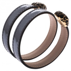 Pre Owned Bvlgari Serpenti Forever Purple Leather Wrap Bracelet