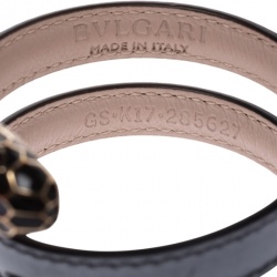 Pre Owned Bvlgari Serpenti Forever Purple Leather Wrap Bracelet