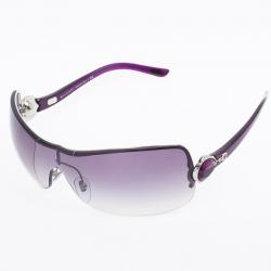 Pre Owned Bvlgari Purple 6050B Embellished Women Shield Sunglasses