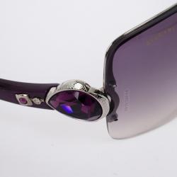 Pre Owned Bvlgari Purple 6050B Embellished Women Shield Sunglasses